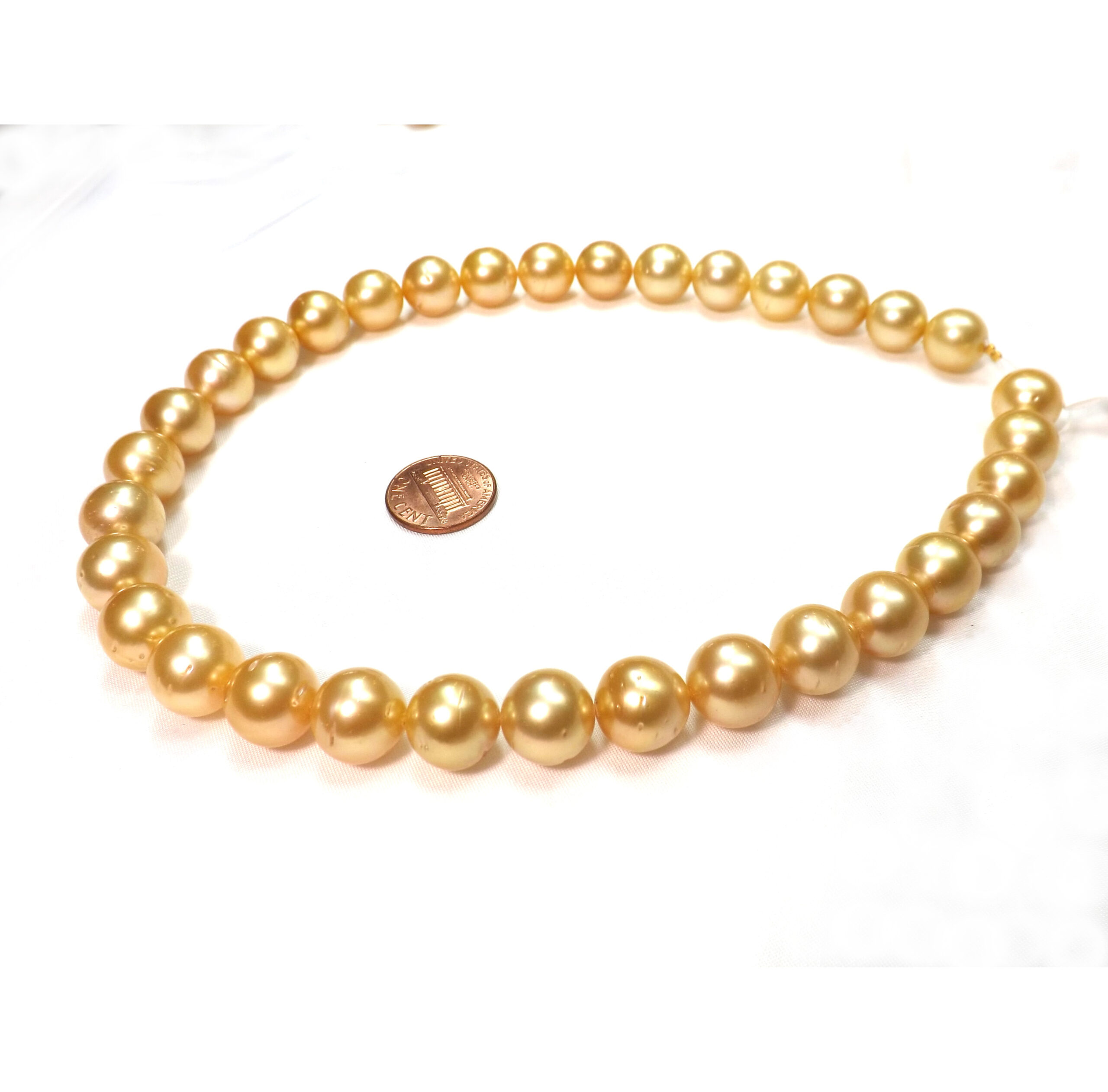 11-12mm round golden south sea pearl necklace