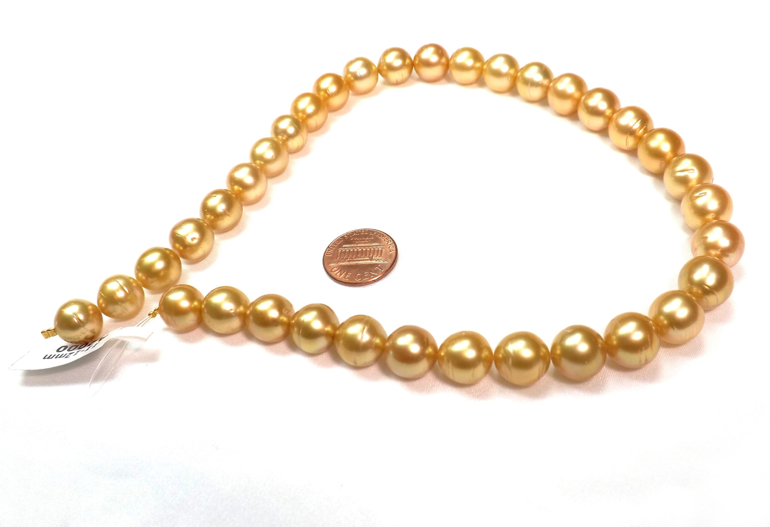 11-12mm round golden south sea pearl necklace