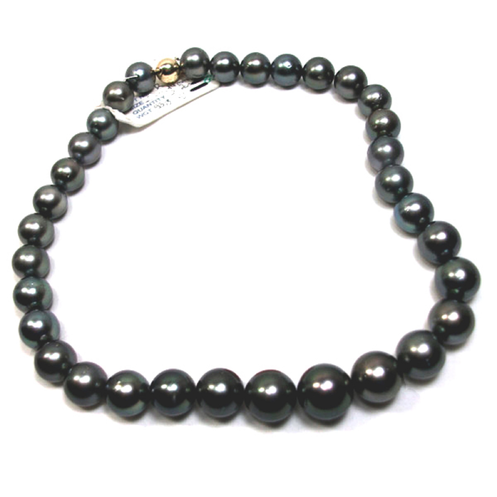 11-12mm Round Black Tahitian Black Round Pearl Necklace with a 14KY Gold Clasp