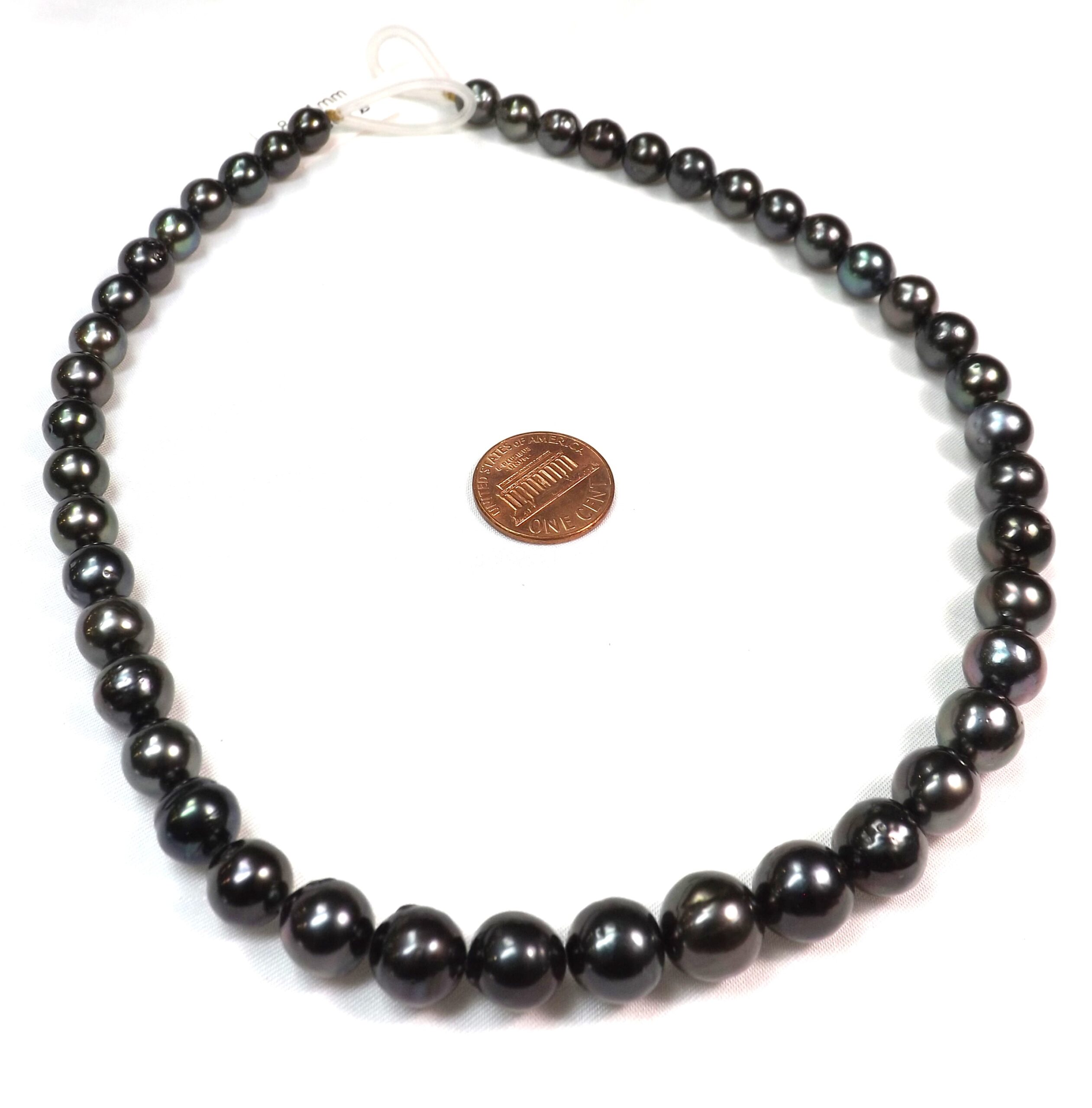 8-11mm Big Tahitian black Round Pearls 14KY Gold Clasp.