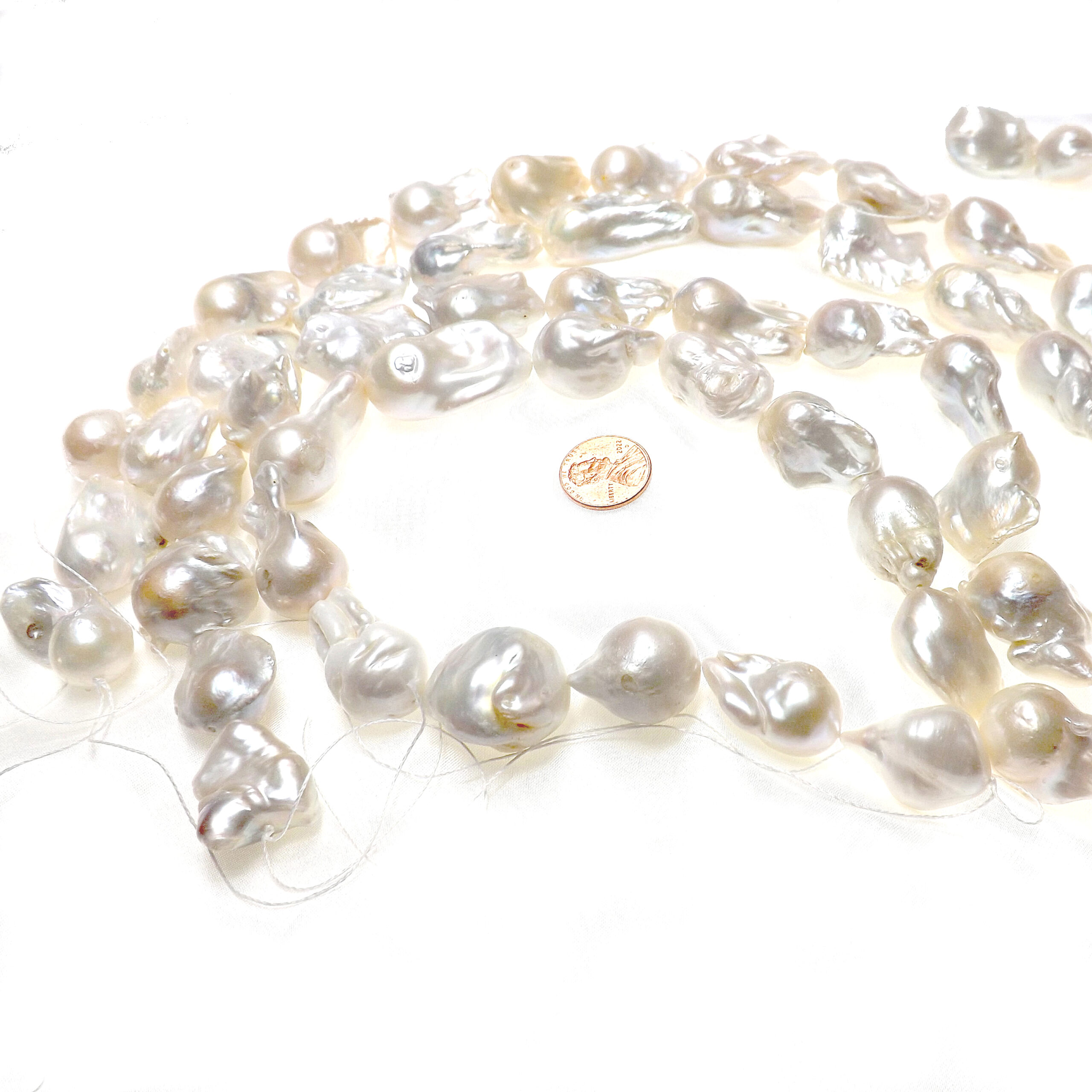 15x28mm large cream white baroque pearl strand